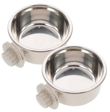 jojofuny Lot De 2 Gamelles Suspendues en Acier Inoxydable Anti-déplacement, Taille Moyenne, pour Cage De Chien Et Chat, Abreuvoir Sécurisé Et Silencieux pour Animaux De Compagnie