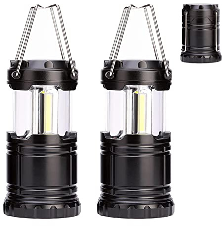 2 Pack Collapsible Outdoor LED Camping Lantern, Portable Battery Powered Light, New Upgrade Emergency Electric Lamp with Foldable Handle, Applicable to Hurricane, Emergency, Family, Shed