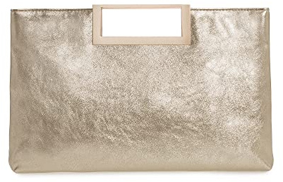 CHARMING TAILOR Fashion PU Leather Handbag Stylish Women Convertible Clutch Purse (Gold)