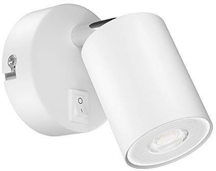 ledscom.de Spot da parete WAIKA, luce singola, con interruttore, GU10, bianco opaco, incl. lampada LED GU10 468lm, bianco caldo
