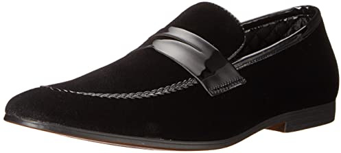 Steve Madden Men's Crescent Penny Loafer, Black Velvet, 9