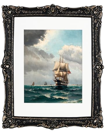 OIGUMR 11x14 Picture Frame Black Ornate Frame Made of Acrylic, Resin