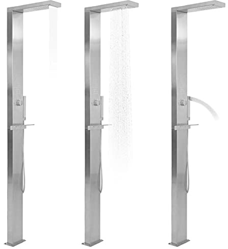 Gecheer Doccia da Giardino in Acciaio Inox Quadrata,Doccia Solare per Giardino,Doccia Lavapiedi da Esterno Doccia per Piscina