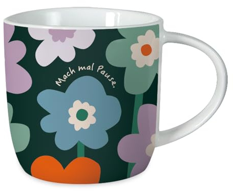 Grafik-Werkstatt Kaffeetasse mit Spruch 300 ml Porzellan Tasse Mach mal Pause, Weiß