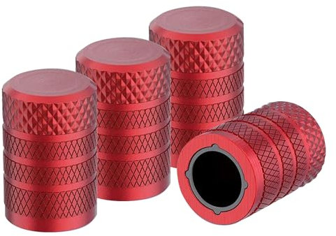 Flaconi 4PCS Tappini Gomme Auto,Tappi Gomme Auto,Tappi Pneumatici Auto,Tappi Ruote Auto,Tappi Valvole Pneumatici Auto,Adatto per Parapolvere per Valvole di Pneumatici per Auto,Moto,Biciclette(Rosso)