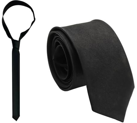 Krawatte Schwarz Schmal 3cm Lange Krawatten für Damen Herren Formelle Schwarze Krawatte Damen Verstellbare JK-Uniform-Krawatte für Mädchen Klassische Schmale Schlips für Hochzeit Schule Abschlussfeier
