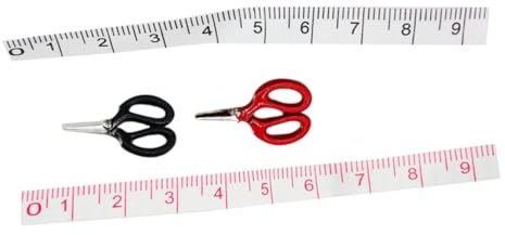 Milisten 1 Juego Mini Modelo De Tijera De Regla De Costura Suministros De Costura De Coser Muñecas Artesanía Gobernante Juguete En Miniatura Realista Kit De Costura Pequeño Aleación