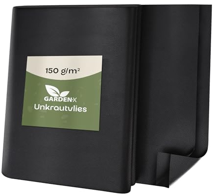 GARDENIX Tessuto Non Tessuto Anti-Erbacce, permeabile all'Acqua, 150 g/m², Nero, Resistente ai Raggi UV, 0,8 x 10 m (8 m²), per aiuole Rialzate, Protezione dalle Erbacce, per Giardini, aiuole