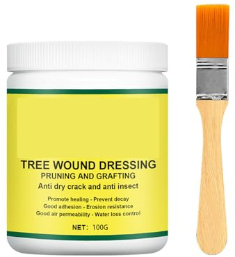 100g Tree Wound Sealer,Tree Wound Dressing,Trees Pruning Sealer,Bonsai Cut Paste,Grafting Wax with Brush,Trees Shrub Seal Repair Paste for Pruned&Damaged Trees
