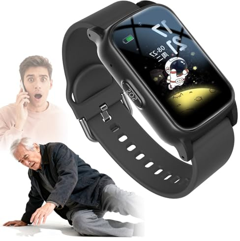 EaThsalL Personal Alarm Watch for Elderly Smartwatch HD Personal Alarm Reminder Waterproof Fitness Tracker Preventing Getting Lost Emergency Watch for Seniors S5-Black