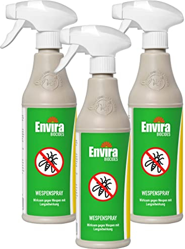 Envira Wespen Abwehrspray 3 x 500 ml - Wespen vertreiben - Spray mit Langzeitwirkung gegen Wespen - Mittel gegen Wespen für Wohnung, Dachboden, Garten - Effektive Wespen-Abwehr
