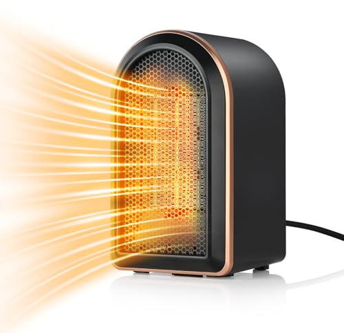 FGHB Heizlüfter Klein Energiesparend, Mini PTC Keramik Elektroheizung Leise,Mobile Heizung Elektrisch Steckdose 1200W/800W & Überhitzungsschutz,Heizungslüfter Heizungsventilator Tischheizung Tragbar