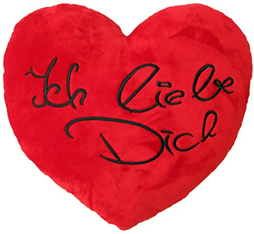 Wagner 9100 - Plüschkissen mit Ich Liebe Dich Schriftzug in Herz-Form 35 cm Herzkissen Plüschherz