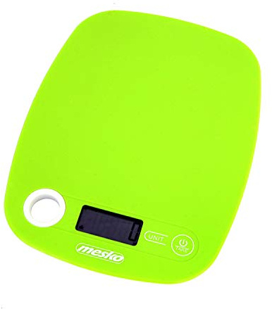 Mesko MS3159G Küchenwaage Digital 5KG mit großem LCD-Display, Digitalwaage, Flüssigkeitsmessung, Hohe Präzision auf bis zu 1g, Tara-Funktion, Abstellautomatik, Multifunktional, Grün