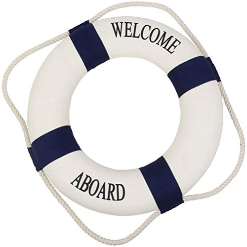 Flybloom 14cm Craft Rettungsring Hanging Lifebuoy Mediterran Style Crafts Willkommen an Bord der nautischen Rettungsring Ring Wandbehang Dekoration, blau