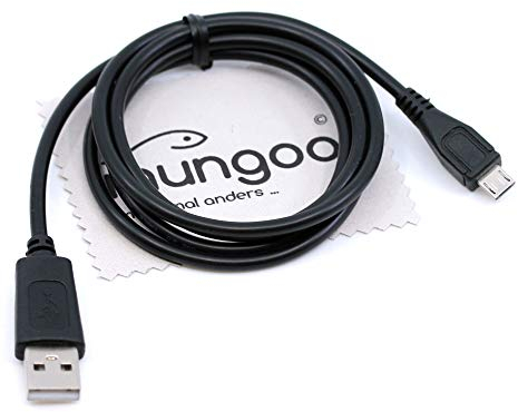USB Sync-Kabel, Ladekabel, Datenkabel 1m schwarz für Kindle Fire HD (6, 7, 8, 8.9) Fire HDX (7, 8.9), Paperwhite, Voyage E-Book-Reader mit mungoo Displayputztuch