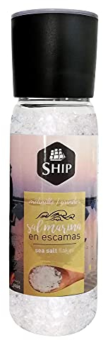 Ship - Sal Marina en Escamas - Formato Molinillo - Textura Crujiente - Elaborada de Forma Natural - Alternativa Saludable a la Sal Refinada - Sal Gorda