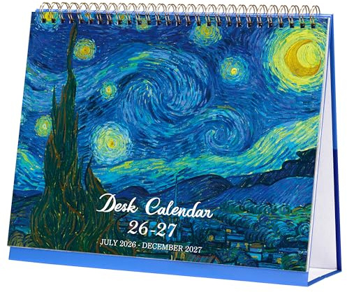 Desk Calendar 2026-2027 - JUL 2026 - DEC 2027, Standing Flip Desktop Calendar 2026-2027, 18 Months Desktop Calendar, 9.8 x 8.3, Thick Paper