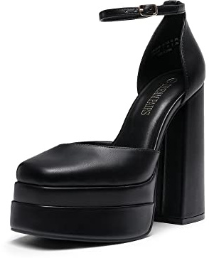 DREAM PAIRS Women’s High Platform Closed Heels,Black,9