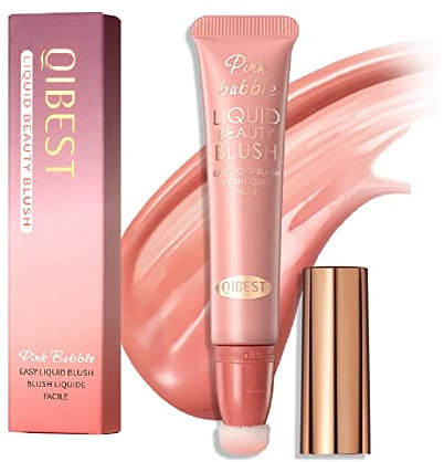 Liquid Blush Wand Face Liquid Blush with Cushion Applicator Lightweight Soft Waterproof Blendable Rouge Liquid Blush Stick for Eyeshadow Cheeks And Lips Multi-Use Makeup (Soft and Gentle Orange)