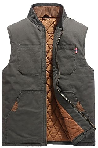 Gefomuofe Gilet trapuntato, da uomo, antivento, con chiusura lampo, impermeabile, senza maniche, per uomo, corsa, golf, escursionismo, equitazione, verde, L