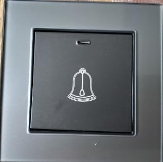 Pulsante Campanello Esterno, 8,6x8,6cm Pulsante Campanello da Esterno da Incasso Impermeabile in Vetro Temperato, 16A 220~250V Interruttore a Pulsante con Viti, Interruttore Campanello (Grigio)
