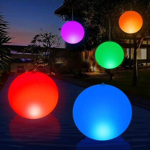 KingSom Lampe Flottante Piscine Solaire, Boule Lumineuse LED Piscine à Couleurs Changeantes, Lumière Flottante Piscine Étanche IP68, Ø35cm Boule Lumineuse Gonflable pour Extérieure Jardin -1 Pièce