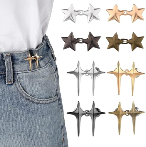 8 par jeansknappar kors- och stjärndesign stringtrosor för lös sömlös träningsoverall justerbart bälte avtagbara jeans knappar flera färger