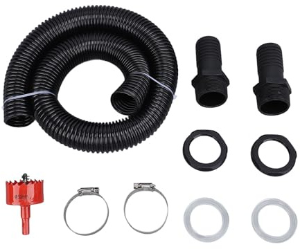 Kit connettore tubo flessibile per barile di pioggia Kit di collegamento deviatore per barile di pioggia in plastica Rispettoso dell'ambiente Efficiente per la gestione dell'acqua (con apri foro)