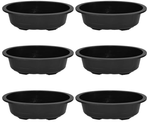 Pineeseatile bonsaikrukor, 6 st bonsaiträningskrukor 38 x 28 x 8,9 cm oval trädgårdsplanteringskruka med dräneringshål PP återanvändbar stor blomkruka för trädgård, gård för daglig användning hemma