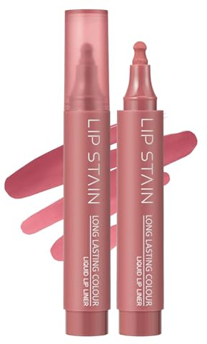 Lipliner Stain Rosa, Matt Lip Contour Lip Liner Vattentät, högpigmenterad läppkonturpenna med naturlig tatueringseffekt, långvarig och torkbeständig läppmärke, naken rosa läppar sminkpenna