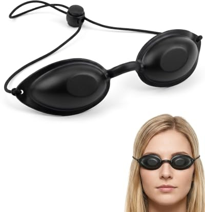 KAKFEL Gafas de Seguridad para Solárium 1 Par, Protección Infrarroja y UV | Ergonómicas, Ajustables para Lámpara de Luz Roja, Bronceado y Belleza.