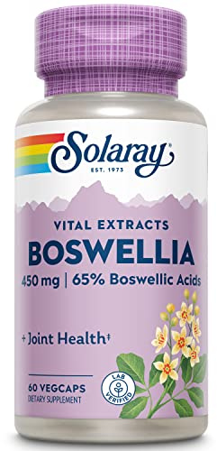 Solaray Boswellia Supplement - Boswellia Serrata Extract Capsules, Extra Strength Standardized Supplement for Cartilage Health Support, Gluten Free, Natural, Non-GMO - 60 Vegan Capsules