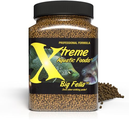Xtreme Big Fella 3.0mm Pellets: Professional Nutrition for Medium to Large Cichlid/Community Fish - Boost Immune & Digestive Health, Color & Energy, Max Protein Fish Food – USA Farm Grown (20oz)