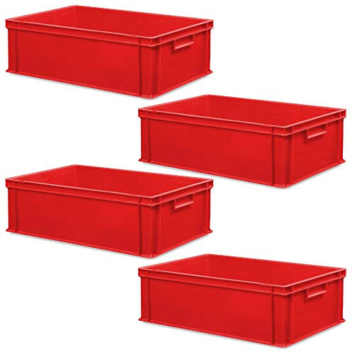 BRB 4 bacs Euro avec 2 poignées - 600 x 400 x 220 mm - Rouge