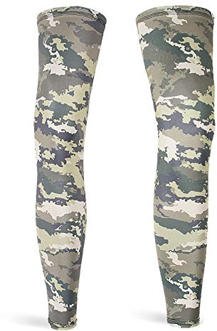 DETUCK Leg Warmers Tarnung Radsport Beinlinge, Leg Sleeves Beinärmel UV-Schutz UPF50+, Eis Seide, Kühlung, Beinwärmer für Herren Damen (ein Paar) (XXL, Braungrüne Tarnung)