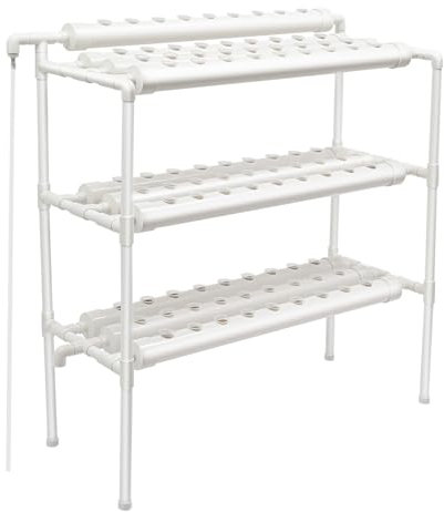 RibasuBB Kit de culture hydroponique 3 couches 90 plants sites - Kit de culture aquatique en PVC - Système de culture de jardin et expérience hydroponique - légumes, fleurs, fruits