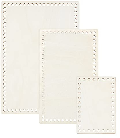 Pandahall Cesta de Madera de 3 Tamaños Cesta de Ganchillo Natural Base de Madera sin Teñir Suministros de Tejer para Manualidades Bolsa de Almacenamiento de Hilo de Ganchillo