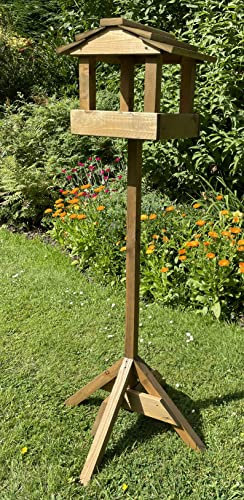 Deluxe Wooden Bird Table Garden Wood Birds Table Bird Shelter Feeding Station Wooden Roof