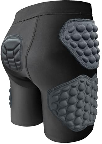 Topeter Short rembourré pour jeunes garçons et filles - Short rembourré de protection pour les hanches et les fesses, Noir , S