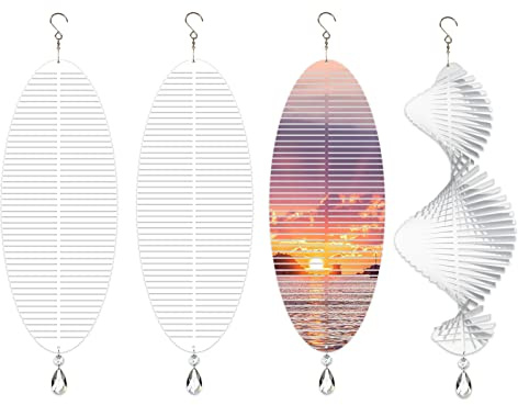 WindMage 4 Pack 11inch Sublimation Wind Spinner Blanks 3D Aluminum Metal Wind Sculpture Kinetic Spinners for Yard and Garden Indoor Art Ornaments Hanging Decoration (Helix)