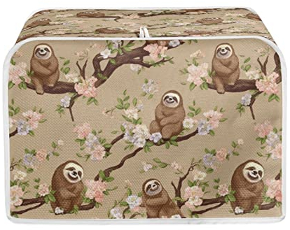 Kuiaobaty Copri tostapane floreale bradipi 4 fette di protezione della polvere, sacchetti per tostapane con gancio, copertura protettiva per macchina del pane