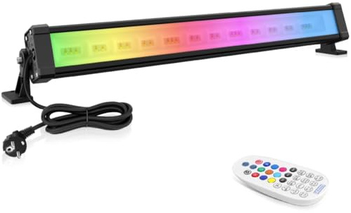 MEIHUA Faretto LED RGB Esterno 42W, Barre LED Con Telecomando, IP66, 10 Colori e 6 Livelli di Luminosità, Memoria e Temporizzazione, Per Esterni Giardino Feste