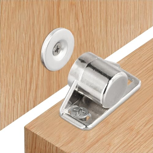 volumoon Door Magnetic Catch, Kitchen Magnet Push Catch Round, Push Door Closer Catches Latches Release, Cabinet Door Magnets for Cupboard, Wardrobe, Kitchen Furniture Hardware Fittings (Silver)