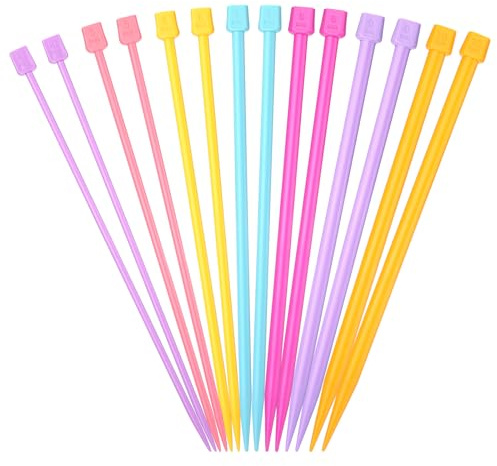 LIHAO 14PCS Plastic Knitting Needles Set Colourful