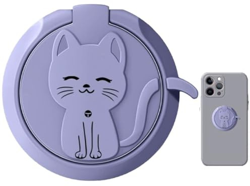 Söt katt metall 360 graders snurra finger ring telefonhållare ringar söt mobilgrepp uttag för telefon magnetiskt fäste