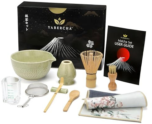 Matcha Whisk Set - 15 OZ Matcha Bowl with Spout and Bamboo Matcha Scoop - Bamboo Whisk (Chasen) - Matcha Kit for Japanese Tea Ceremony