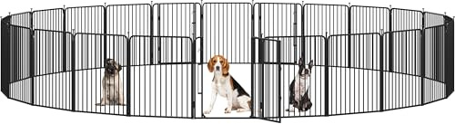 Yaheetech Parc pour Chiens Enclos pour Chiot en 24 Panneaux Cage Chenils Chien de 80 cm de Haut avec Serrure intégrée Fils métalliques renforcés de 8 mm