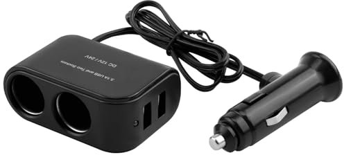 Cigarette Lighter Splitter 2 Sockets 12V/24V Dual USB Ports, Fast Charging Car Charger Adapter with 3.1A Output, Compatible with Dash Cam, GPS, Smartphones, Tablets, Accessories for Cars SUVs Trucks