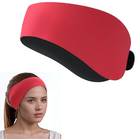 Swimming Headband-Waterproof Swim Ear Band Protection for Kids and Adults Doctor Recommended to Keep Water Out and Hold Ear Plugs in-Water Headband for Surfing,Diving,Pool,Showering,and Beach(Red)